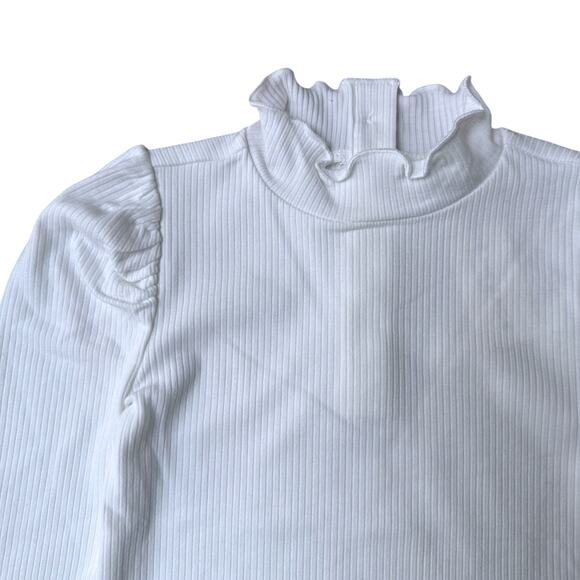 Janie and Jack Ribbed Balloon Sleeve Turtleneck, Size 5, Jet Ivory - Picture 5 of 10